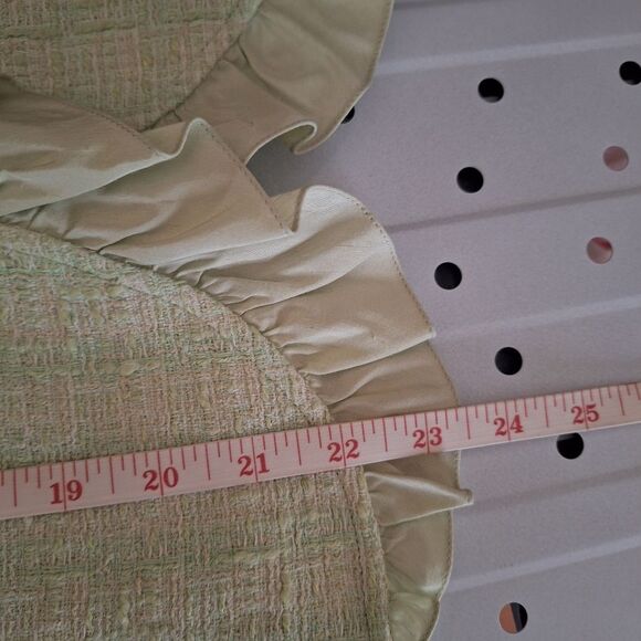 Teri Jon Rickie Freeman Womens Ruffle Tweed Blazer Coquette Distressed Size 12 - Picture 10 of 13